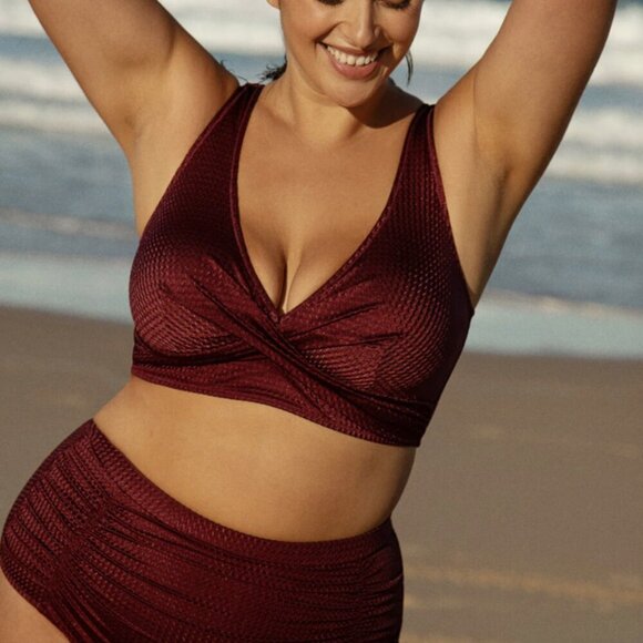 Berlook Jacquard Ruched Plus Size Bikini Bottom ONLY 41 - Picture 2 of 10